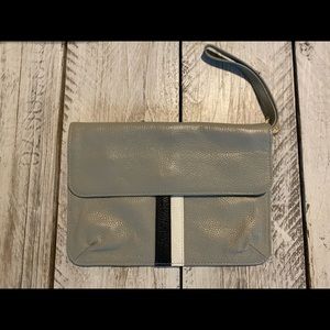 Laggo gray leather wristlet bag